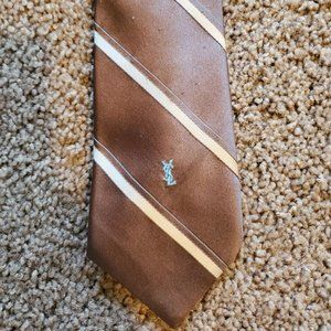 Yves Saint Laurent YSL Neckwear Mens Brown Stripe Tie
